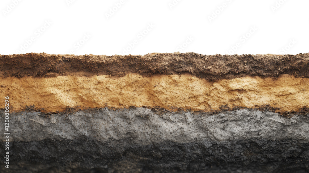 Poster a detailed cross-section image reveals distinct layers of soil, showcasing various colors and textur