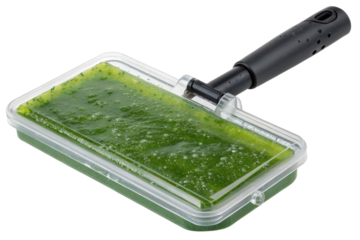 Green liquid in a clear tray isolated with transparent background