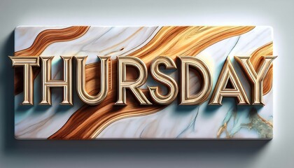 3D Marble Letters Spelling 'Thursday' with Realistic Polished Texture