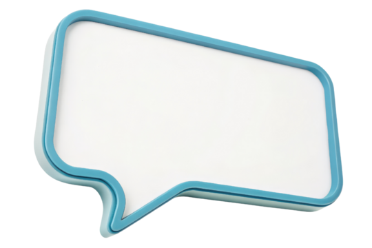 3D light blue speech bubble isolated with transparent background