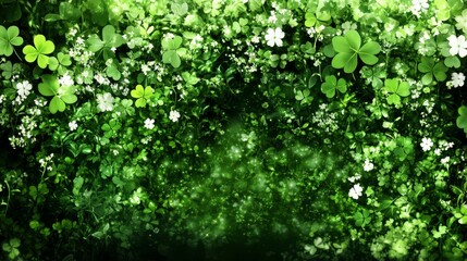 Fototapeta premium Enchanted Shamrock Meadow, Sparkling Green Fantasy