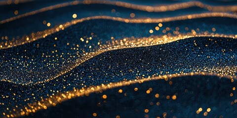 Blue and gold wave of glitter