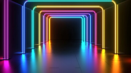 Abstract Background Featuring Neon Lights and Glowing Highlights
