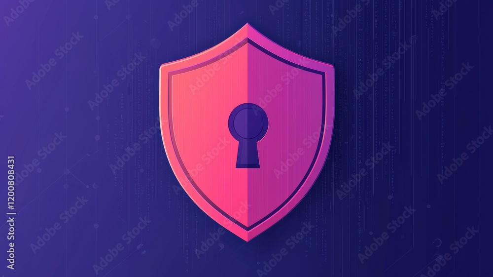Poster security researchers firewall concept. digital shield with a keyhole, representing security and prot