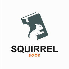 squirrel book simple logo in negative space