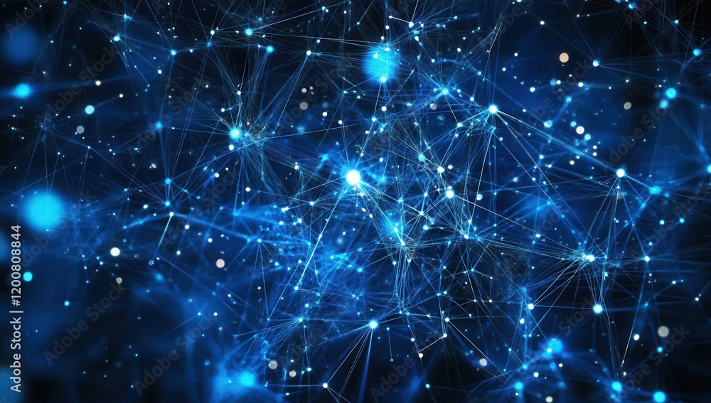 Aufkleber abstract digital network glowing blue plexus background