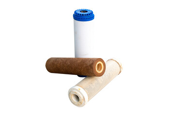 used dirty filter cartridge set