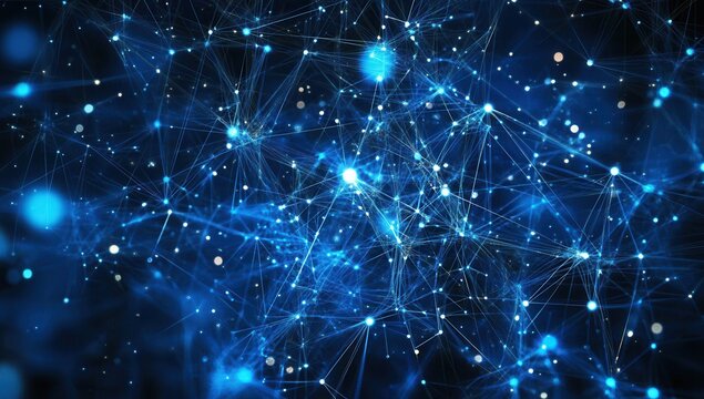 Abstract digital network glowing blue plexus background