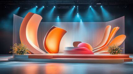 Stunning modern podium design with vibrant colors and lights