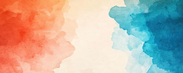 Obraz premium Distressed watercolor concept. Vibrant watercolor background blending shades of blue and orange for creative projects.