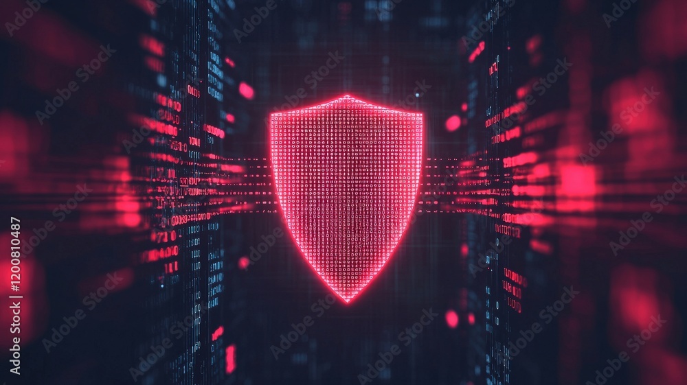 Poster security researchers firewall concept. digital shield symbolizing cybersecurity and data protection 
