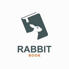 rabbit book simple logo in negative space