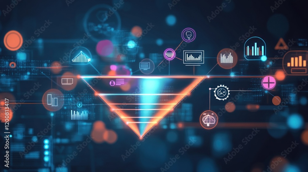 Poster digital funnel: data visualization and business analytics
