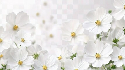 Fototapeta premium Pure White Floral: A cascade of pristine white flowers with delicate petals, arranged in a beautiful display of nature's elegance, blooming with pure simplicity.