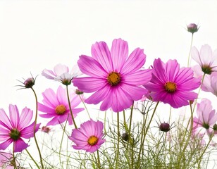 Beautiful morning of cosmos flower are blooming on white background