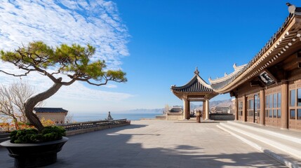 Fototapeta premium Tranquil Asian Temple Courtyard