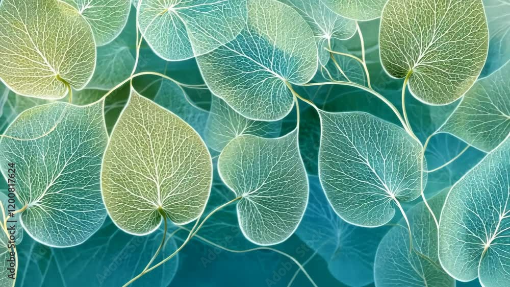 Poster delicate translucent leaves create a serene pattern in a tranquil setting