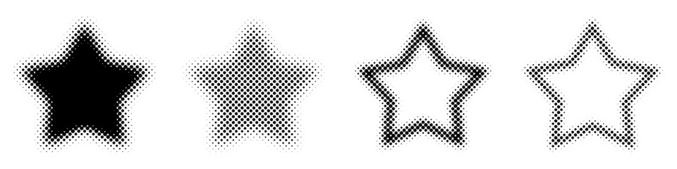 ハーフトーン　星　セット　ベクター　黒