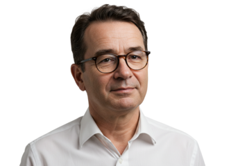 Portrait of a Mature Man Wearing Glasses Professional Businessman Serious Expression Studio Shot    
