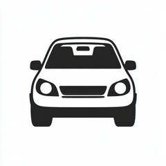 Car front view icon in black and white
