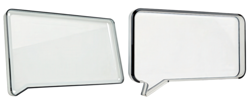 Two blank speech bubbles isolated with transparent background