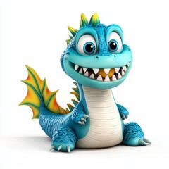 Fototapeta premium Cute Cartoon Dragon Character with Big Smile and Colorful Details