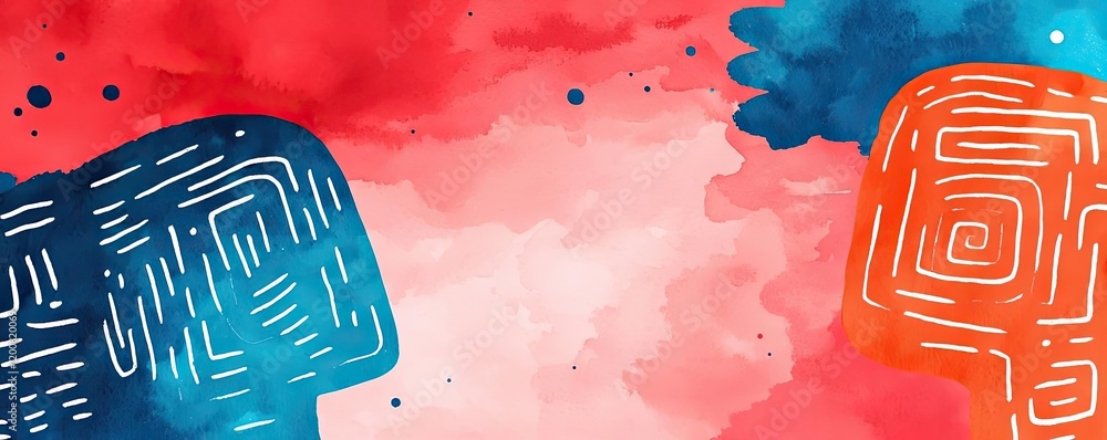 Poster galaxy watercolor idea. vibrant abstract design with colorful shapes and patterns in a watercolor st