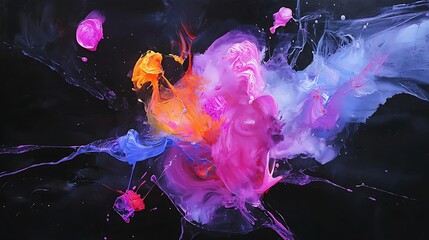 Obraz premium Abstract Background Featuring Random Colorful Streaks and Splashes on a Dark Canvas