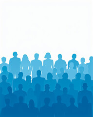 large group of blue silhouettes representing a gathering of people