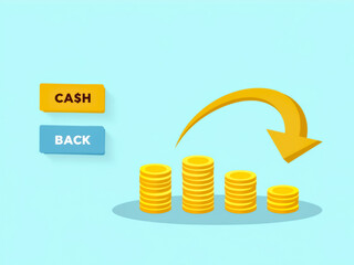 golden coin stacks with cash-back arrow