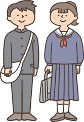 並んで立つ制服を着た男女