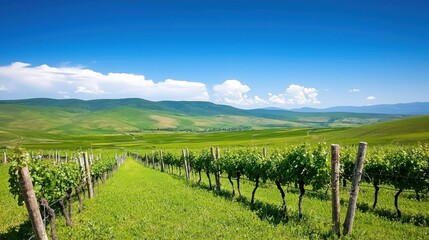 Sunlit Vineyard Landscape