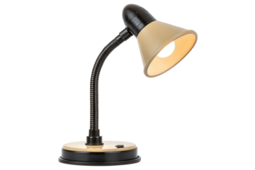 Small black desk lamp isolated with transparent background