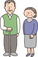 並んで立っているシニア夫婦