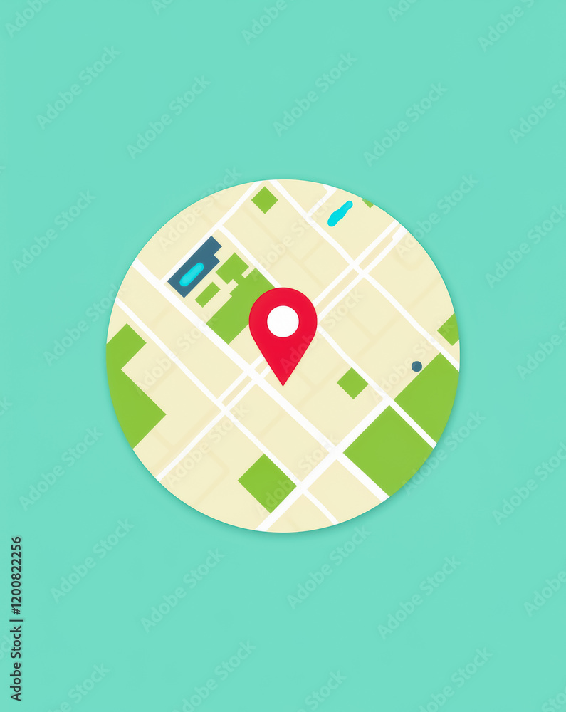 Poster red location pin on a circular map