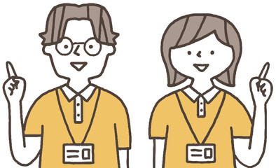 説明をする介護職員単色