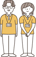 正面を向いた介護職員単色