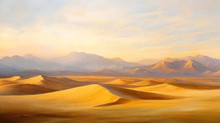 Golden Sands Desert Landscape Under a Calm Sky