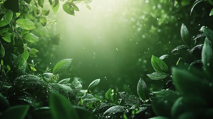Lush Green Forest Canopy: Sunlight filters through a dense canopy of vibrant green leaves, creating a serene and enchanting atmosphere within the depths of a thriving forest.