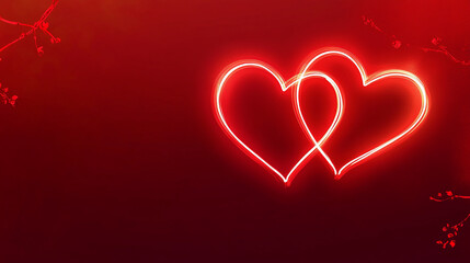 Glowing red heart on red textured background for valentines day wedding celebration