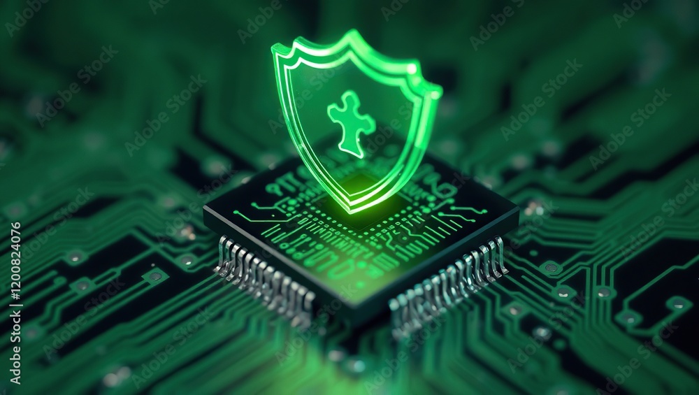 Aufkleber digital security shield protecting circuit board data