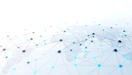 “Minimalist Illustration of a Global Digital Network” – A sleek design featuring interconnected nodes, circuits, and glowing pathways representing the worldwide web.
