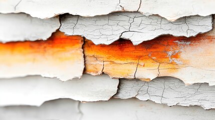 Obraz premium Distressed watercolor concept. Close-up of peeling paint layers revealing underlying textures and colors.
