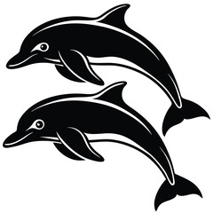 Obraz premium Dolphin Silhouette Vector: Elegant Marine Life Illustration for Creative Projects 