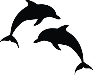 Obraz premium Black Dolphin Icon Vector: Perfect for Ocean and Wildlife Themes 