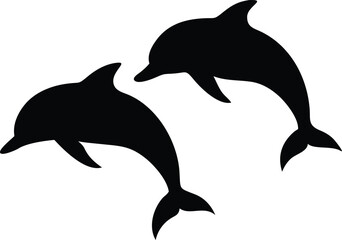 Obraz premium Dolphin Outline Vector: High-Quality Graphic for Nautical and Nature Designs 