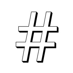 Hashtag 3D symbol