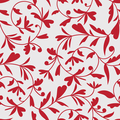 seamless floral pattern. Idea for fabric, tablecloth pattern, wrapping paper, gift paper. Motives are scattered randomly. red floral pattern background. elegant floral pattern