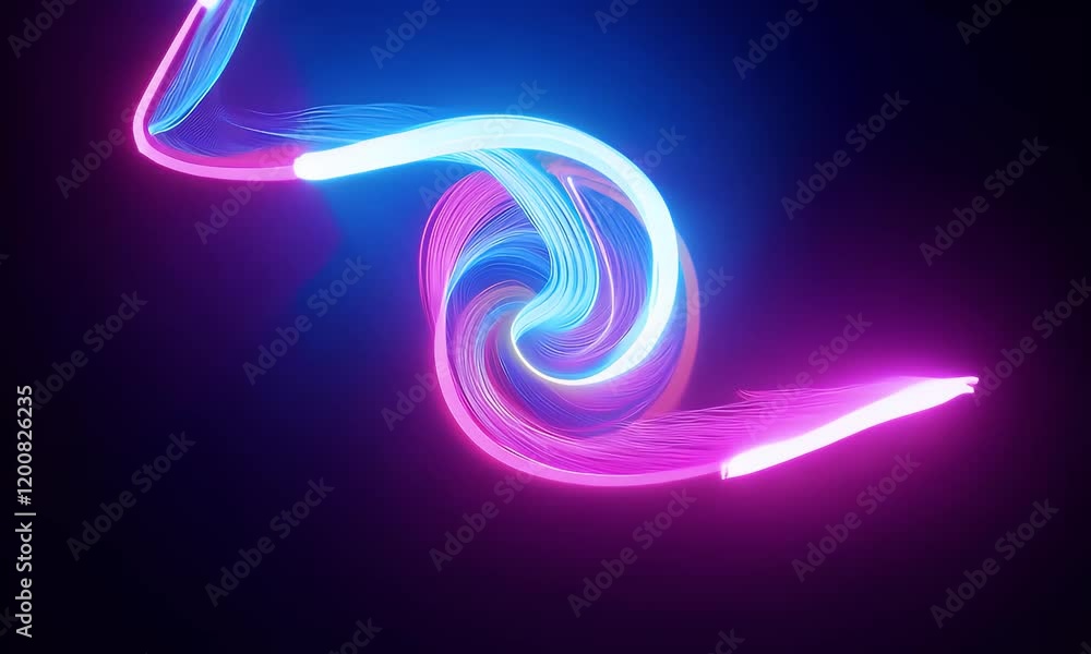 Poster vibrant neon waves flowing on a dark backdrop, showcasing dynamic motion and futuristic design with 