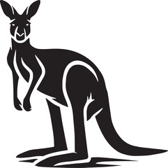 Black Color Kangaroo Silhouette Vector Illustration, Solid White Background